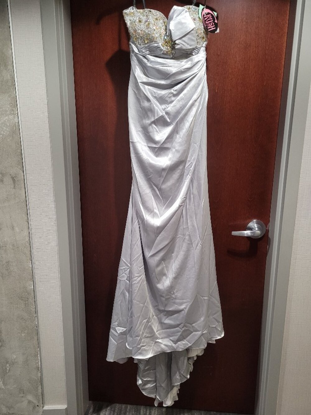 Crush Prom 12476 Size 8 Pewter Silver Prom Dress